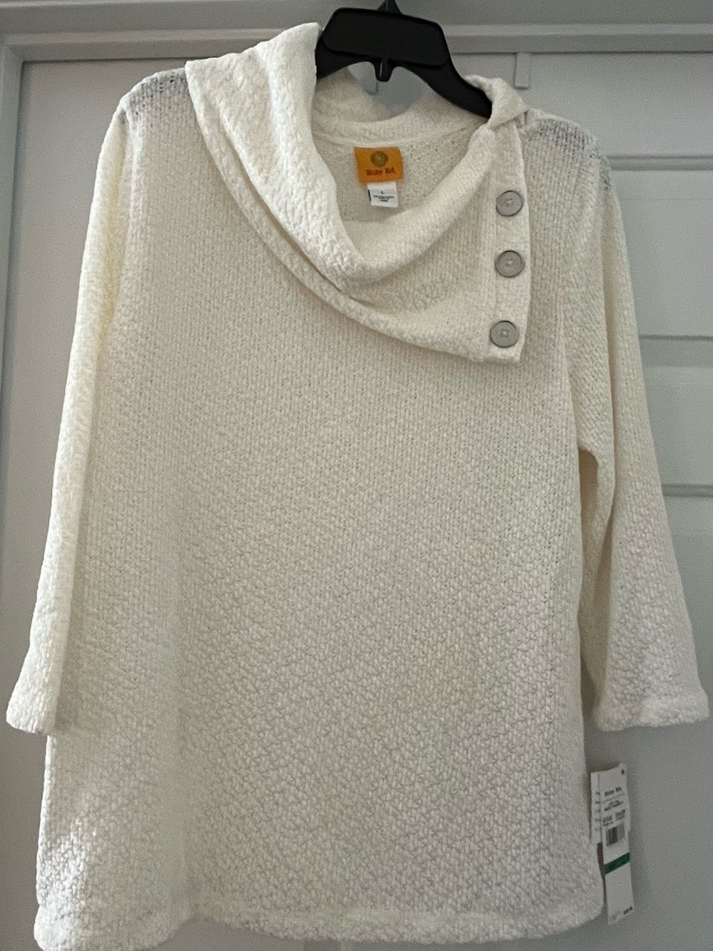 Ruby Rd. Cream Button-Neck Turtleneck Sweater